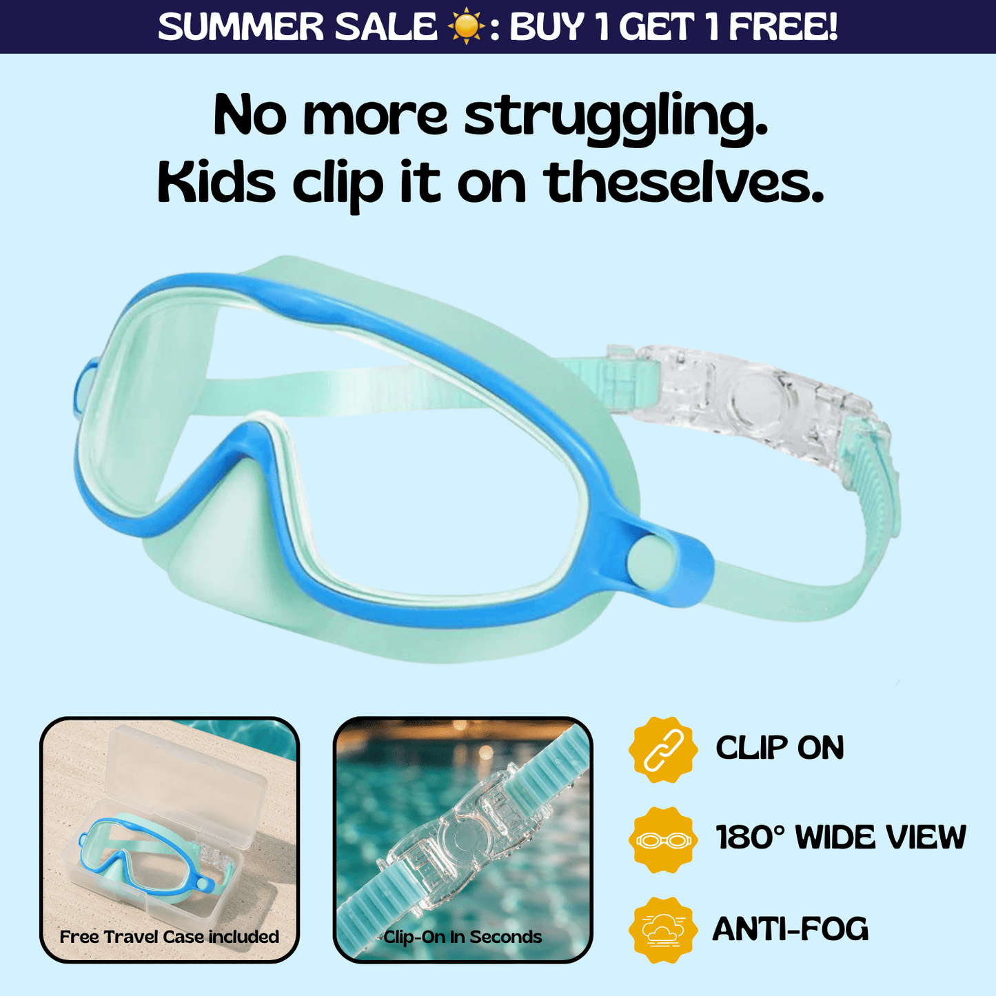 AquaEyes™ Clip-On Swim Goggles
