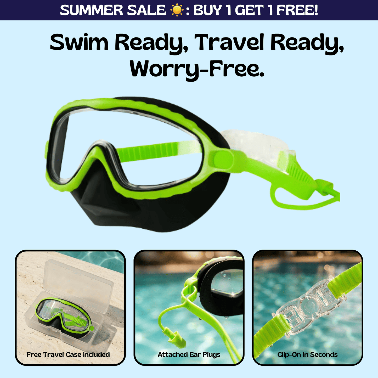 AquaEyes™ Clip-On Swim Goggles