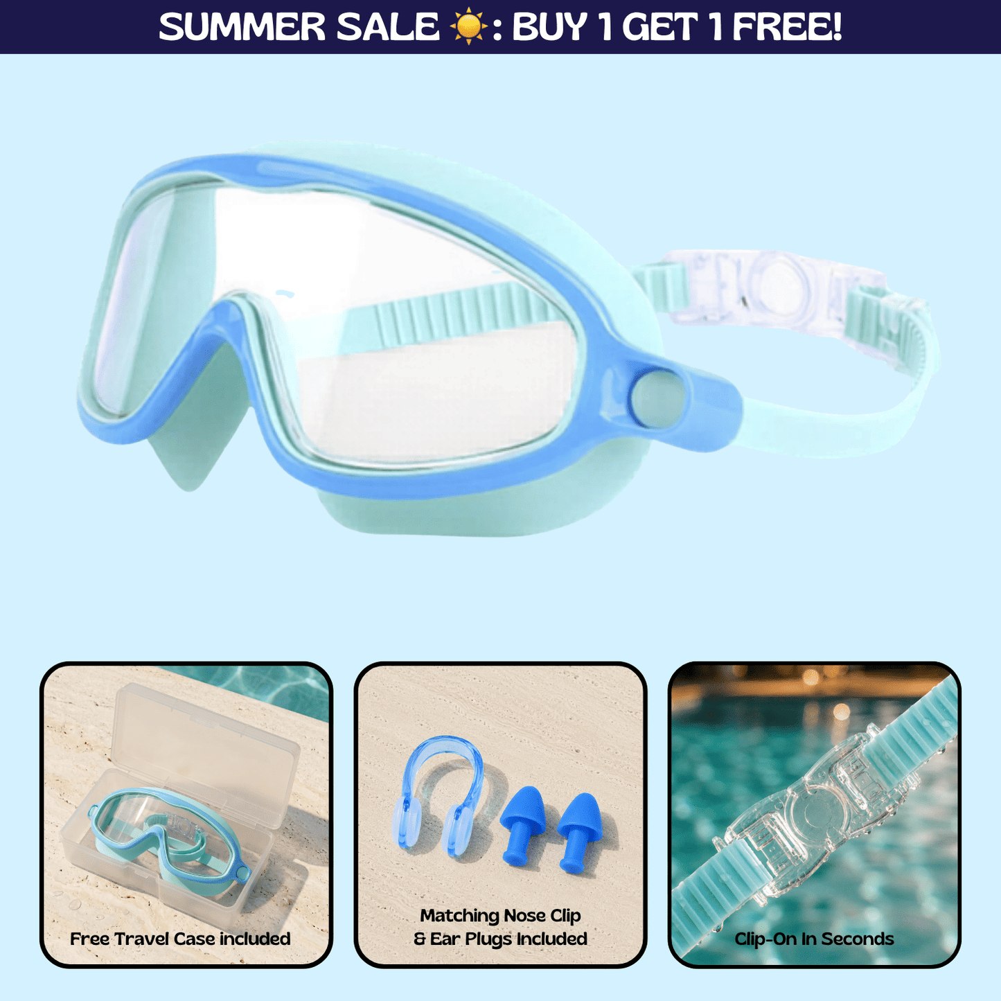 AquaEyes™ Clip-On Swim Goggles