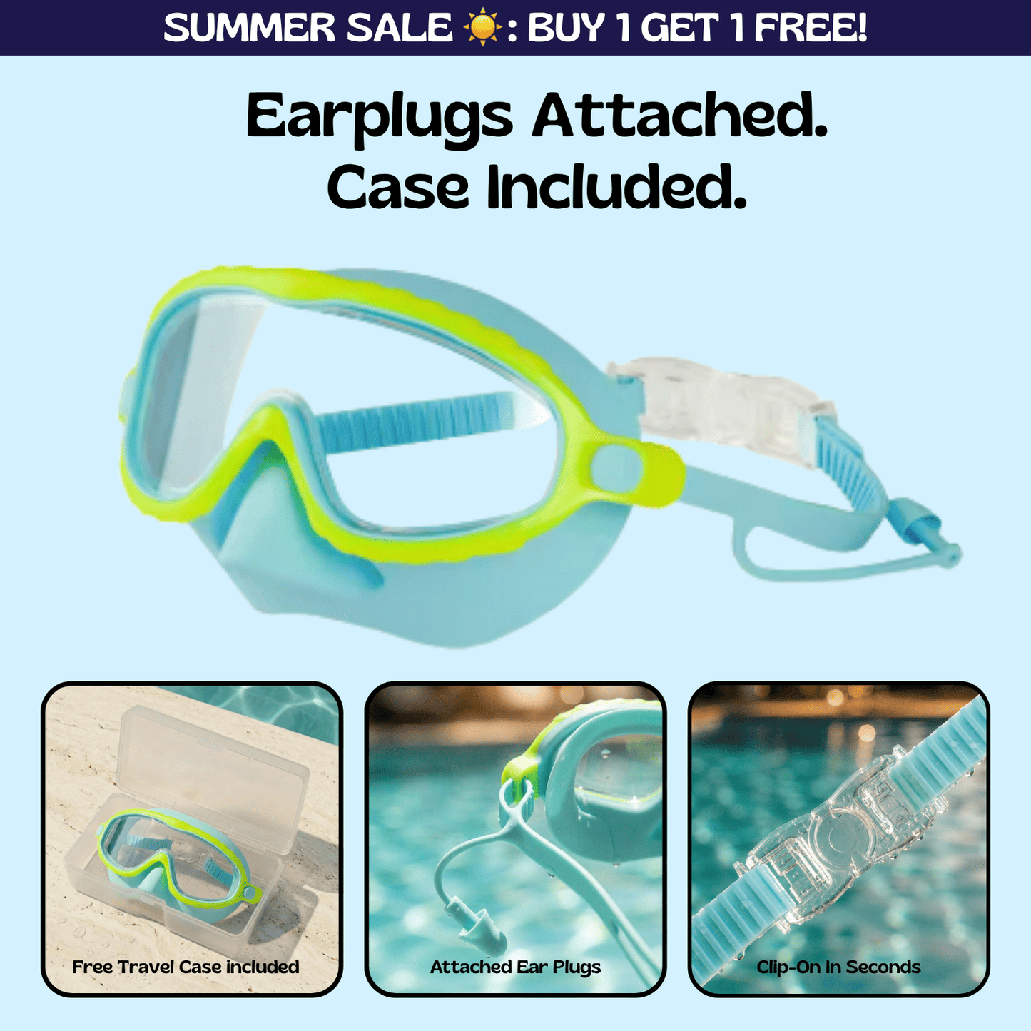 AquaEyes™ Clip-On Swim Goggles