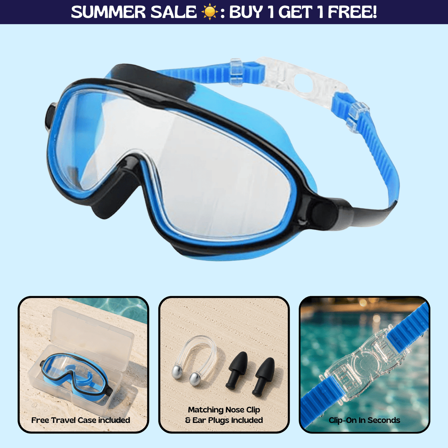 AquaEyes™ Clip-On Swim Goggles