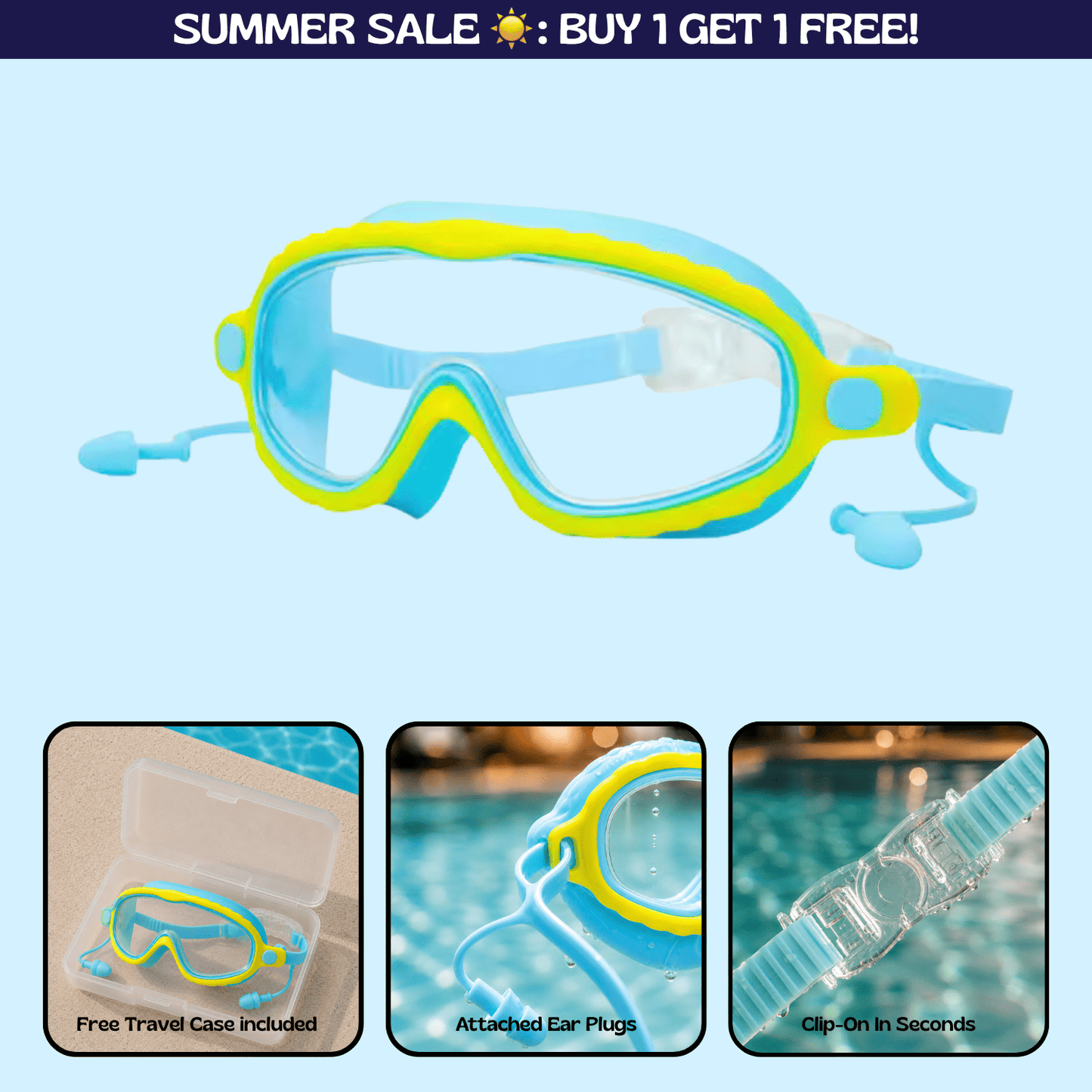 AquaEyes™ Clip-On Swim Goggles