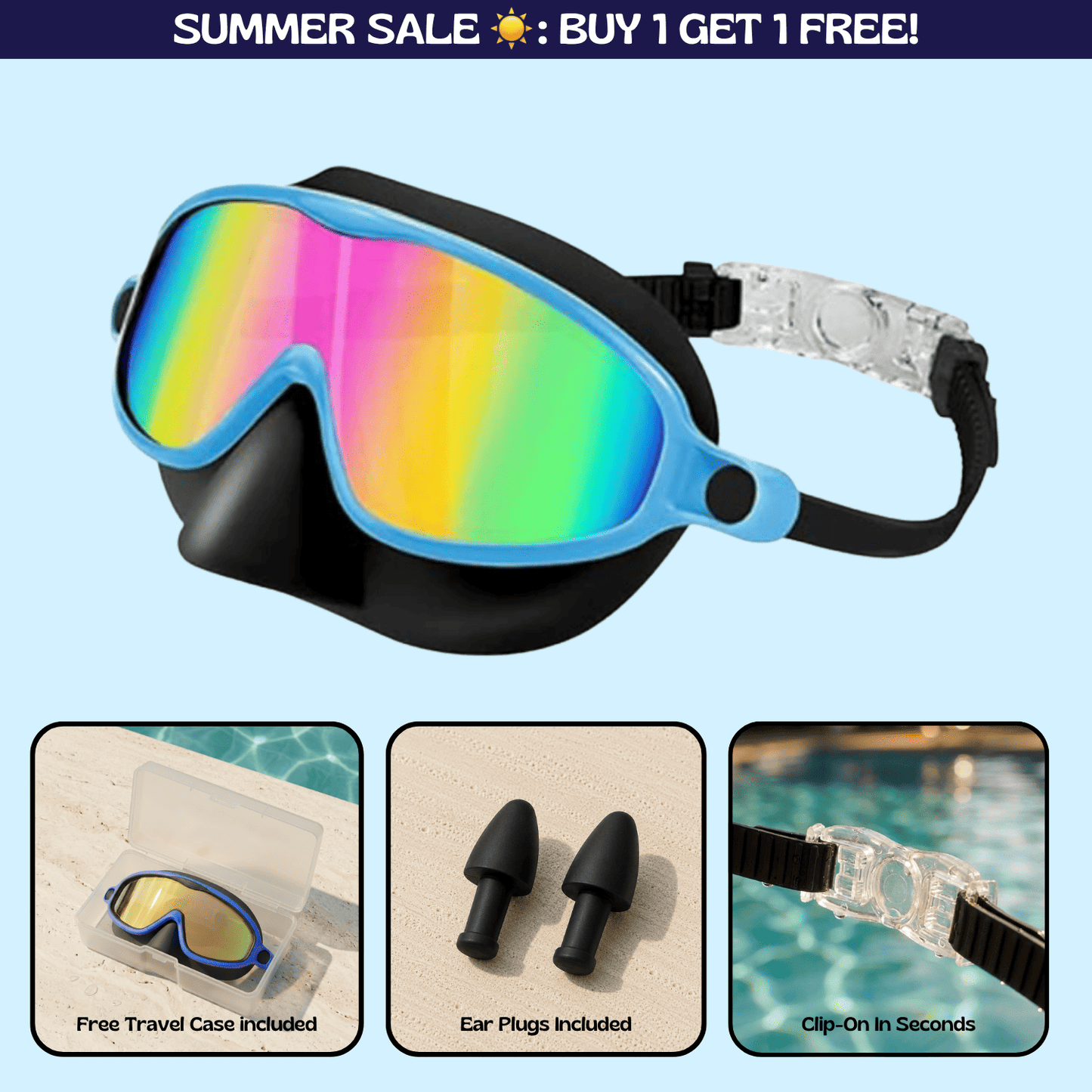 AquaEyes™ Clip-On Swim Goggles