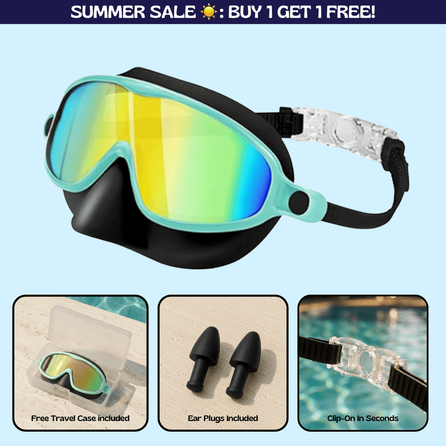 AquaEyes™ Clip-On Swim Goggles
