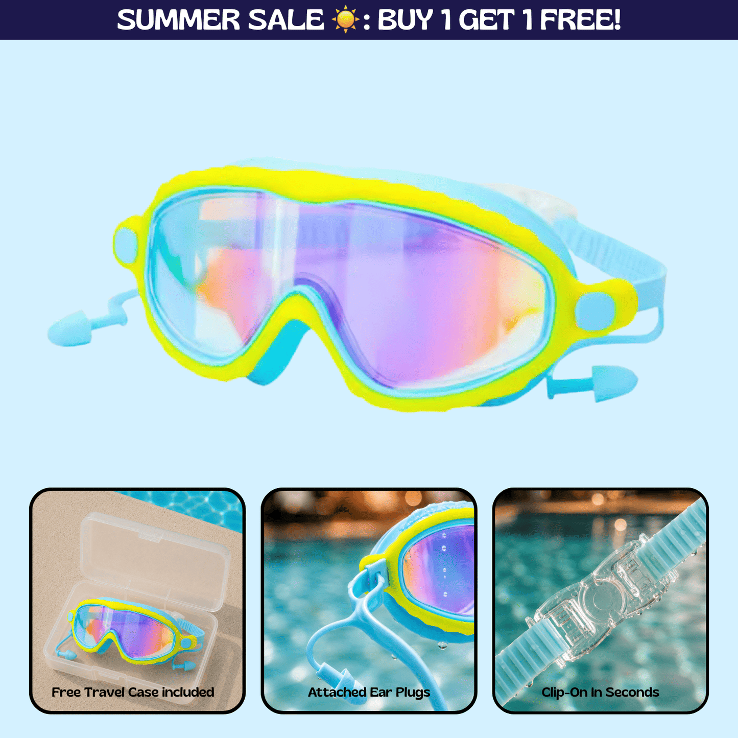 AquaEyes™ Clip-On Swim Goggles