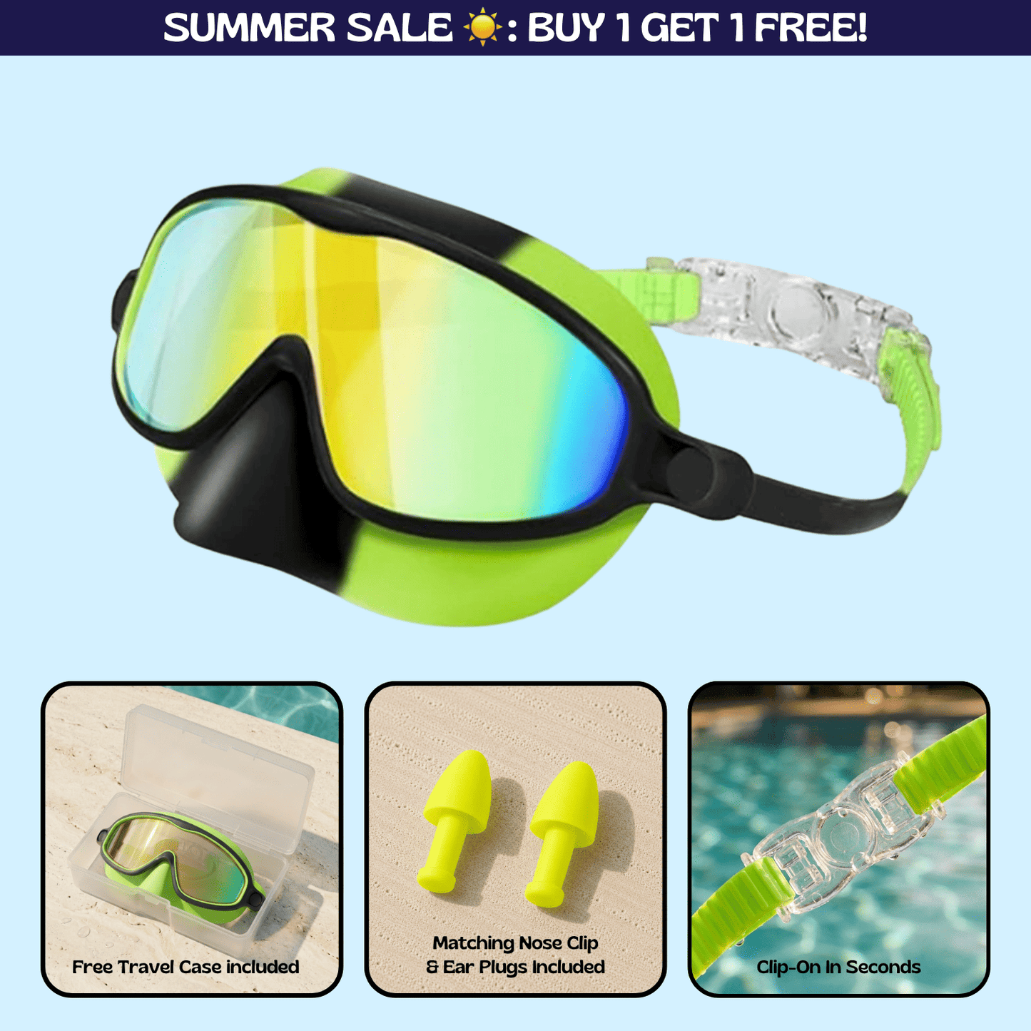 AquaEyes™ Clip-On Swim Goggles