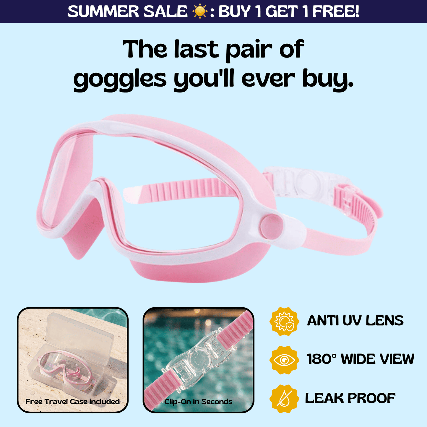 AquaEyes™ Clip-On Swim Goggles